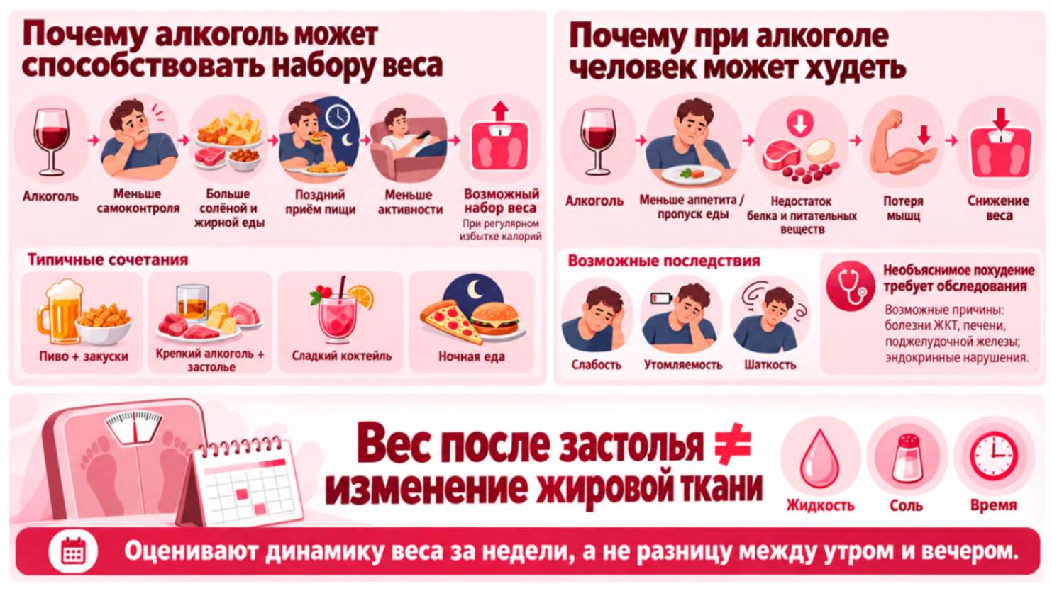 Инфографика о действии анальгетиков: почему боль возвращается после таблетки, как особые состояния влияют на выбор и какие риски связаны с инъекциями.