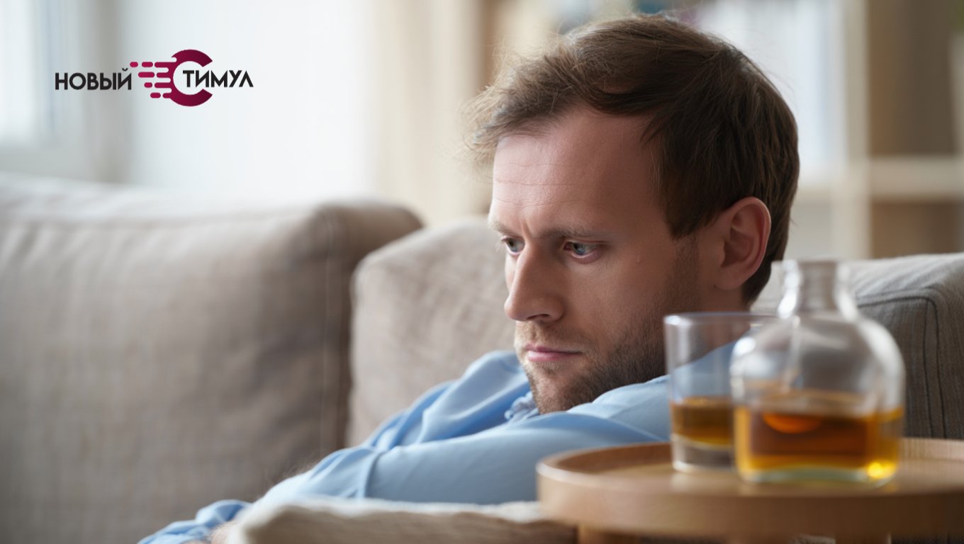 Мужчина с алкоголем рядом