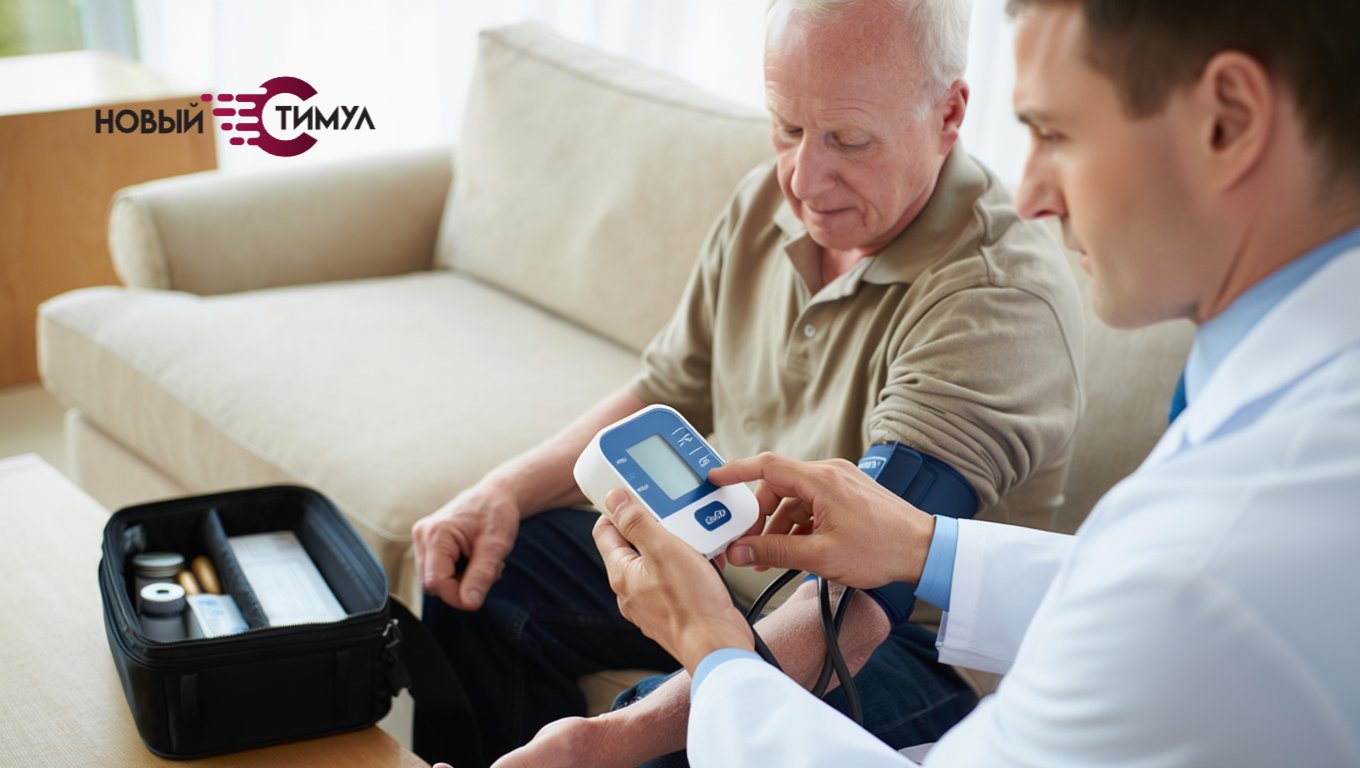 Врач измеряет давление