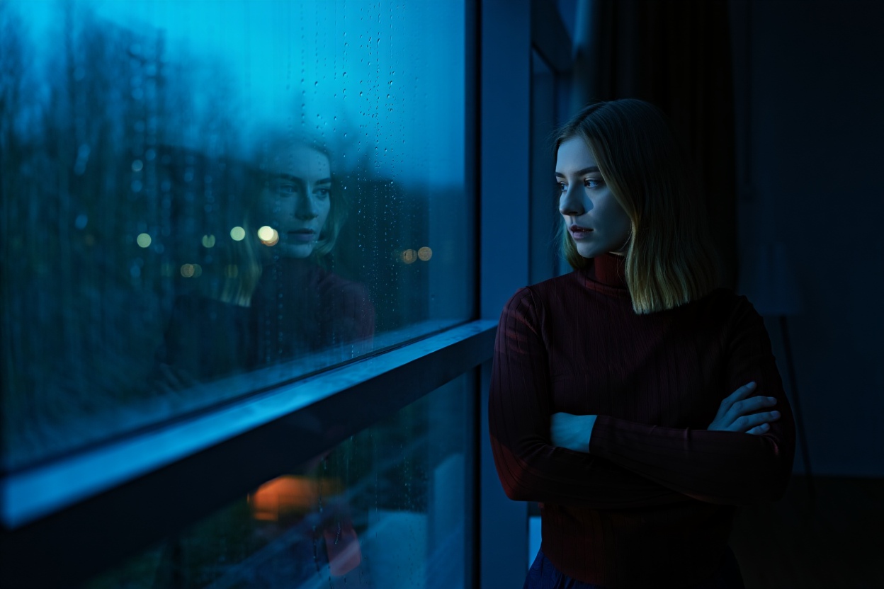 Девушка смотрит в отражение